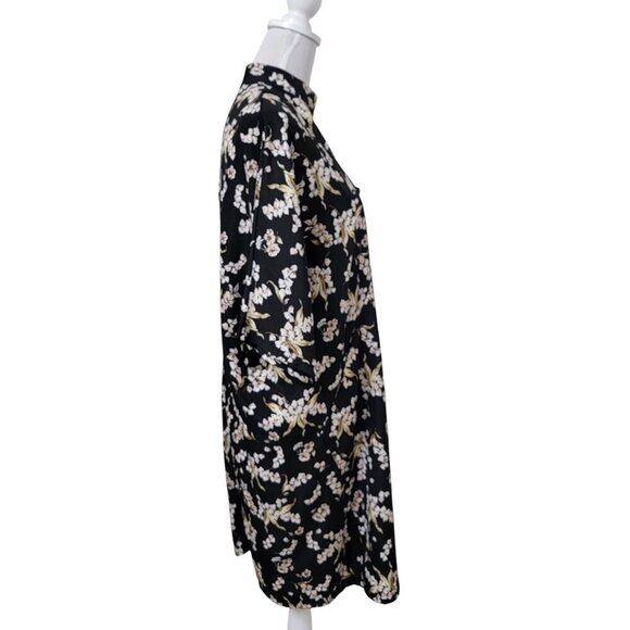 Liquorish Size 10/38 Black with Cream & Tan Floral Pattern Midi Dress, NEW w/Tag - Picture 3 of 12